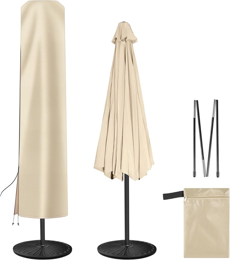 AckMizz Patio Umbrella Cover - Outdoor Umbrella Covers with Folding Rod, Waterproof Oxford, Parasol Cover for 7.5ft 8ft 9ft 10ft 11ft Round Table Umbrella (Beige) - Image 1